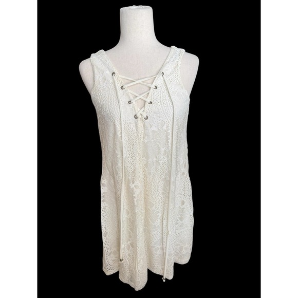 Altar'd State Dresses & Skirts - Lace Mini‎ Dress Beach Boho Hippie Babydoll White Lace Up Coquette Fairy Small